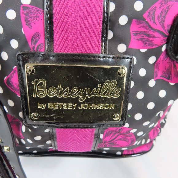 Betseyville Betsey Johnson Pink Bows and White Polka Dots Handbag Purse - Picture 5 of 16